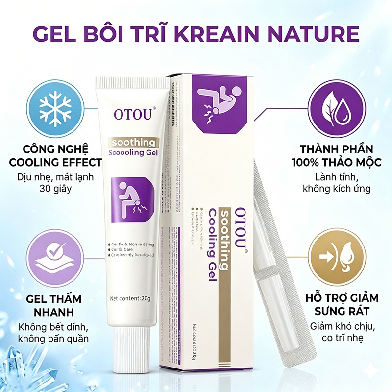 OTOU Soothing Cooling Gel Gel Thảo Dược Làm Mát Nhanh Chăm Sóc Vùng Da Nhạy Cảm Dịu Nhẹ 20g