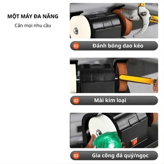 Máy Mài 2 Đá Đa Năng Mini - Mài Dao Kéo & Đánh Bóng, Mài Nhanh Sắc, Bén Động Cơ Mạnh Mẽ, An Toàn