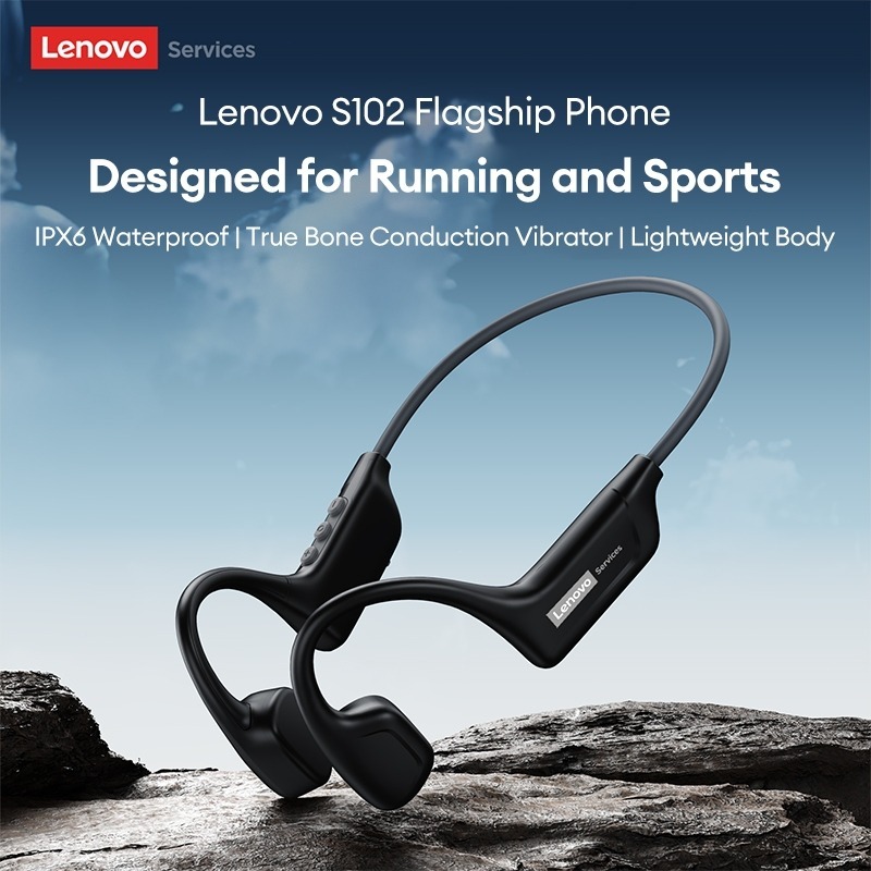 Tai nghe Lenovo S102 Bluetooth 5.3 dẫn truyền xương - Chống nước IPX6 siêu bền, pin 10H thoải mái chạy bộ bơi lội | BigBuy360 - bigbuy360.vn
