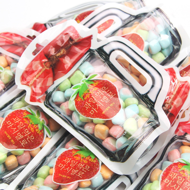 Kẹo Marshmallow Thả Đá Giòn Nhân Mứt Trái Cây Hàn Quốc 70G - Vị Ngọt Chua, Túi Zipper Tiện Lợi [DA15]