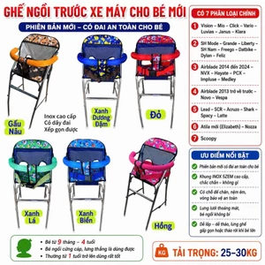 GHẾ GA XẾP GẤP GỌN INOX 201 AN TOÀN CHO BÉ ĐI XE MÁY (1 GHẾ + 1DÂY) [ XEM MO TẢ ]
