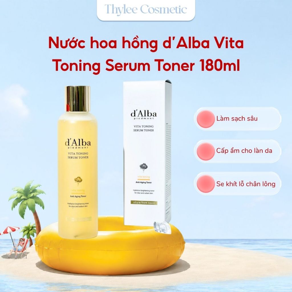 Nước Hoa Hồng Toner d'Alba Cải Thiện Lỗ Chân Lông, Dưỡng Ẩm Vita Toning Serum Toner 180ml-ThyLeeCosmetics