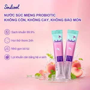 Soulcool Nước súc miệng dạng gói 10ml men vi sinh ADP1 hương đào bạc hà thơm miệng 12 giờ kháng khuẩn vượt trội bảo vệ n