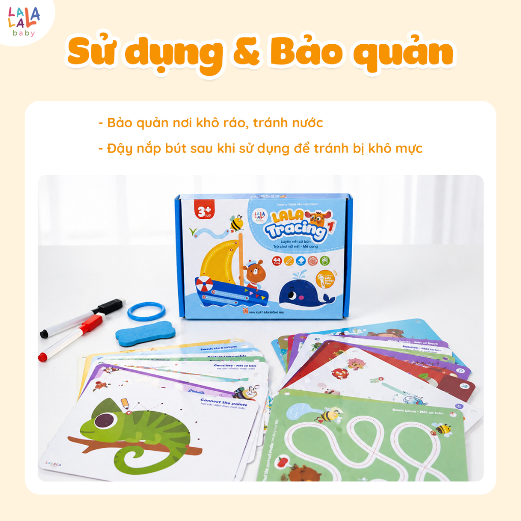 Sách tập viết tô xóa thông minh Lalala baby Đồ chơi tô xóa Lala Tracing hỗ trợ bé học tập