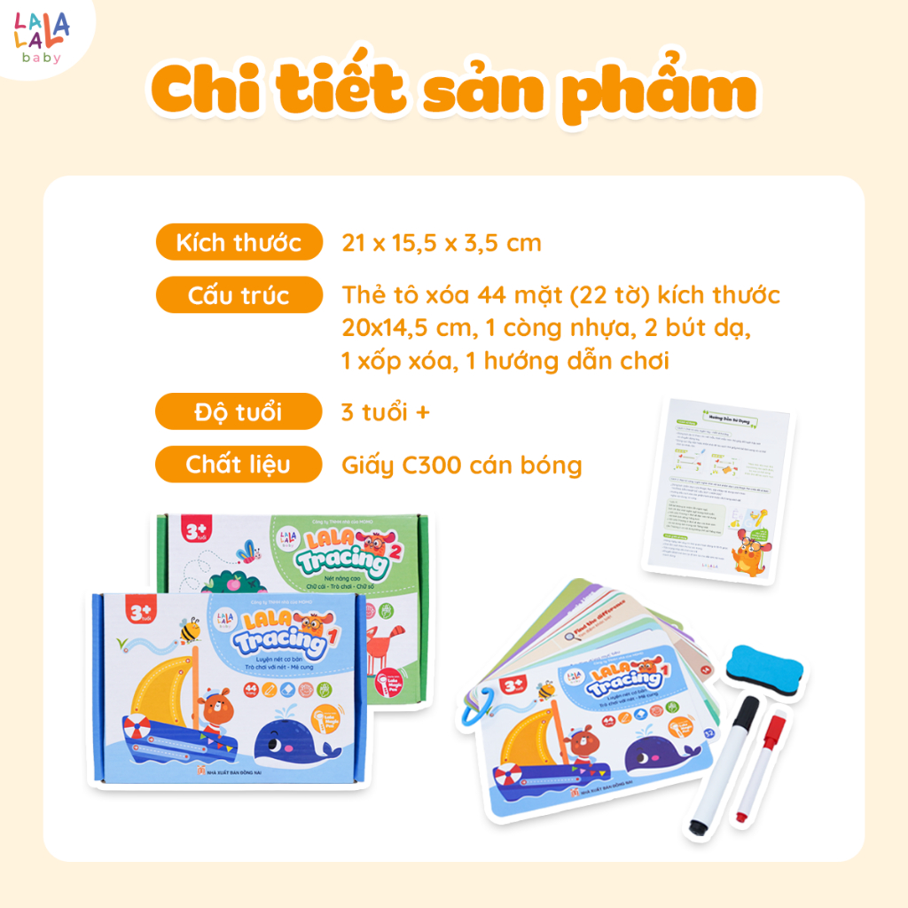 Sách tập viết tô xóa thông minh Lalala baby Đồ chơi tô xóa Lala Tracing hỗ trợ bé học tập