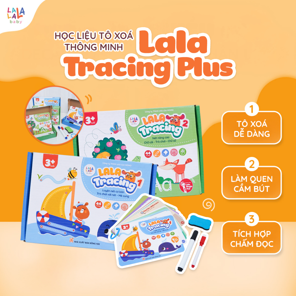 Sách tập viết tô xóa thông minh Lalala baby Đồ chơi tô xóa Lala Tracing hỗ trợ bé học tập