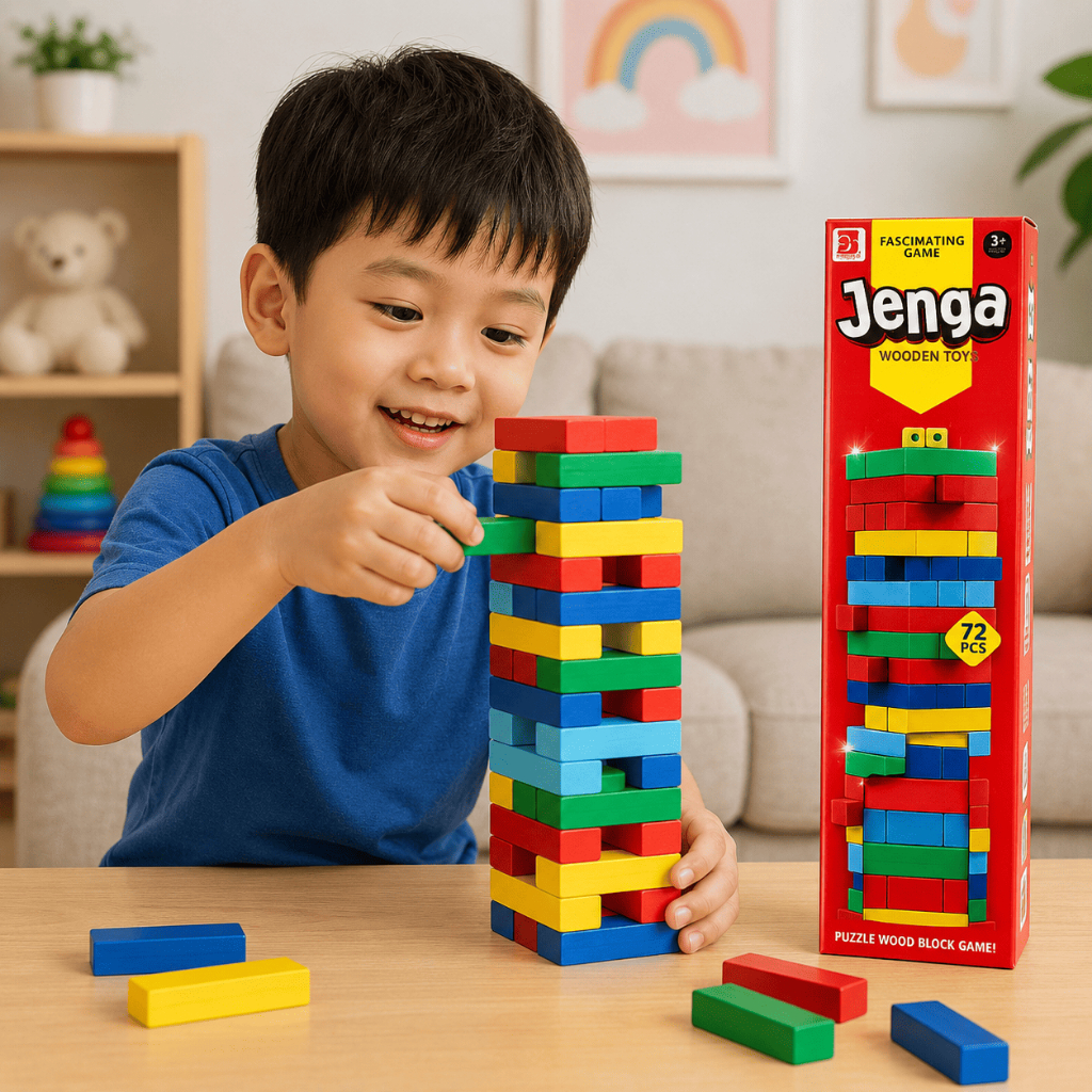 Bộ Rút Gỗ Jenga 72 Thanh Trò Chơi Trí Tuệ Cho Bé & Gia Đình Phát Triển Tư Duy Thông Minh