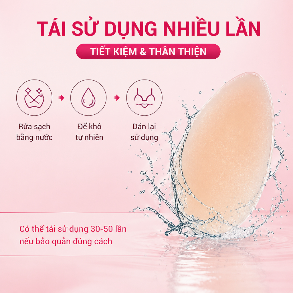 Đệm Silicone Vùng Bikini Che Rãnh Vùng Kín Chống Lộ Sử Dụng Được Nhiều Lần Cao Cấp Eva Nipples - H111