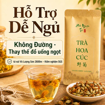 Trà hoa cúc khô thảo mộc an thần ngủ ngon, trà detox thay thế đồ uống ngọt hỗ trợ thanh nhiệt, hữu cơ từ Phúc Nguyên Trà