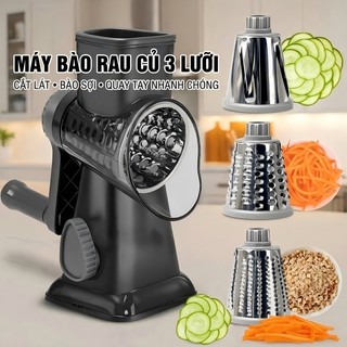 Máy Bào Rau Củ Đa Năng 3 Lưỡi - Dụng Cụ Thái  Lát Bào Sợi Nghiền Rau Củ Quay Tay Nhà Bếp