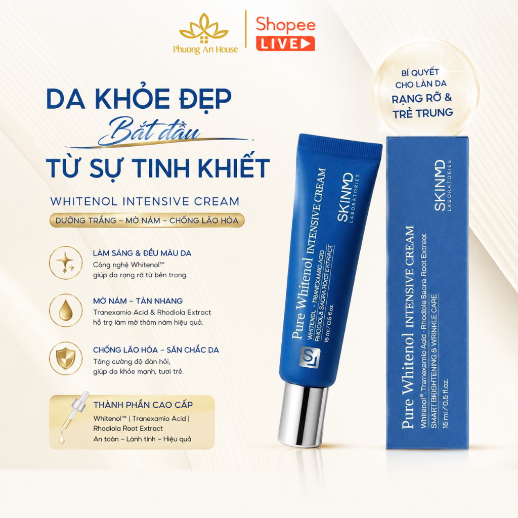 Kem Dưỡng SkinMD Pure Whitenol Intensive Cream 15ml Trắng Sáng Giảm Nám Chống Lão Hoá Và Tái Tạo Da