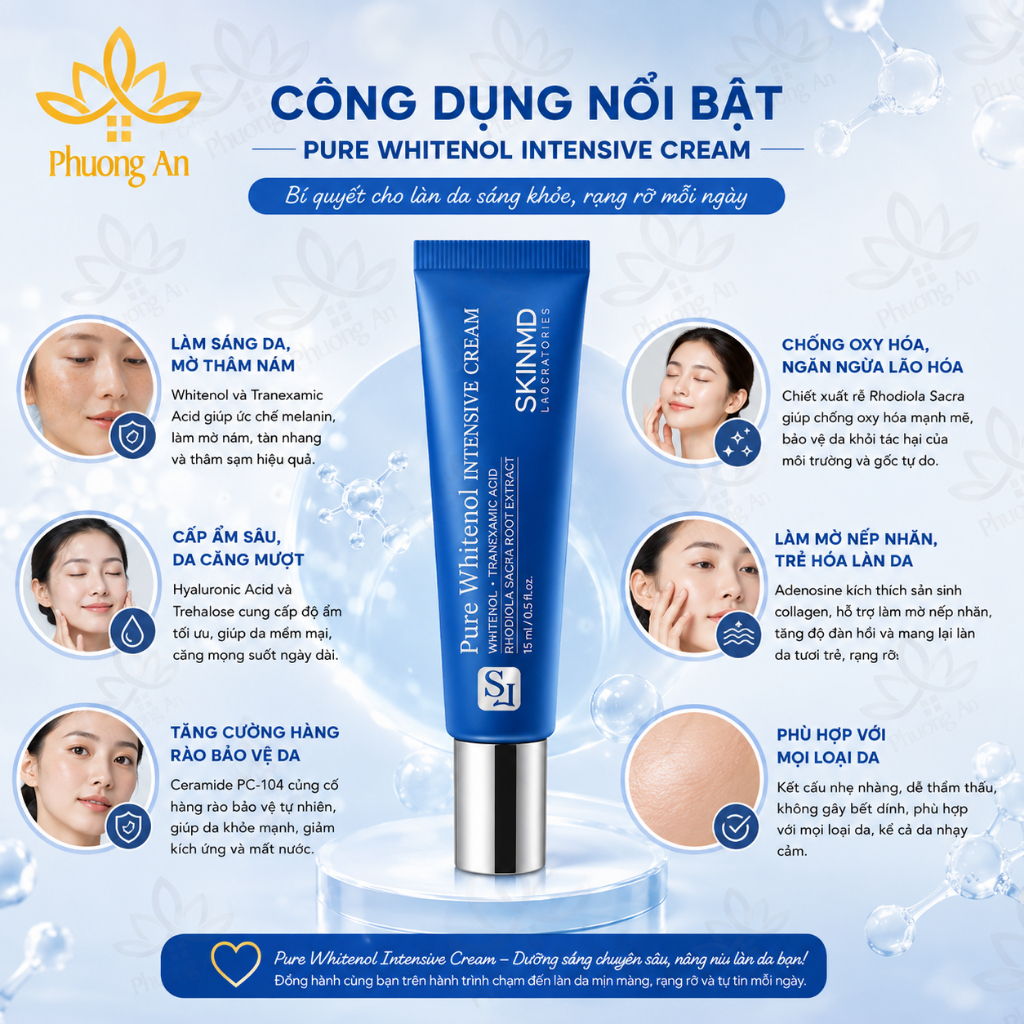 Kem Dưỡng SkinMD Pure Whitenol Intensive Cream 15ml Trắng Sáng Giảm Nám Chống Lão Hoá Và Tái Tạo Da