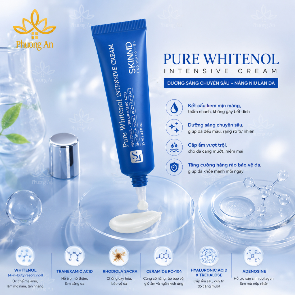 Kem Dưỡng SkinMD Pure Whitenol Intensive Cream 15ml Trắng Sáng Giảm Nám Chống Lão Hoá Và Tái Tạo Da