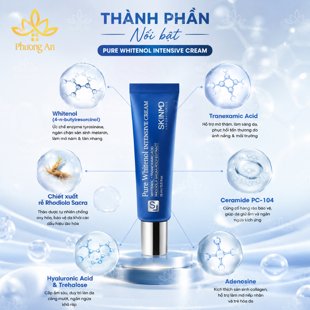 Kem Dưỡng SkinMD Pure Whitenol Intensive Cream 15ml Trắng Sáng Giảm Nám Chống Lão Hoá Và Tái Tạo Da