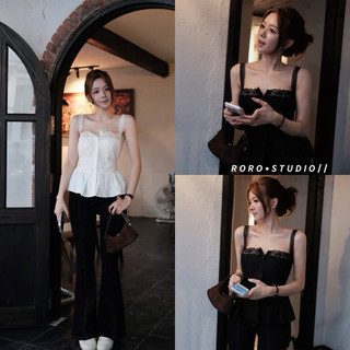 𝐏𝐡𝐢𝐞𝐧 𝐖𝐆𝐖𝐄 | (Sẵn) w8676 Áo 2 Dây Ôm Xoè Phối Ren Summer