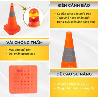 Cọc Tiêu Giao Thông Phản Quang Gấp Gọn  – Cảnh Báo Dừng Xe, Phân Luồng - An Toàn Đường Bộ, Công Trường