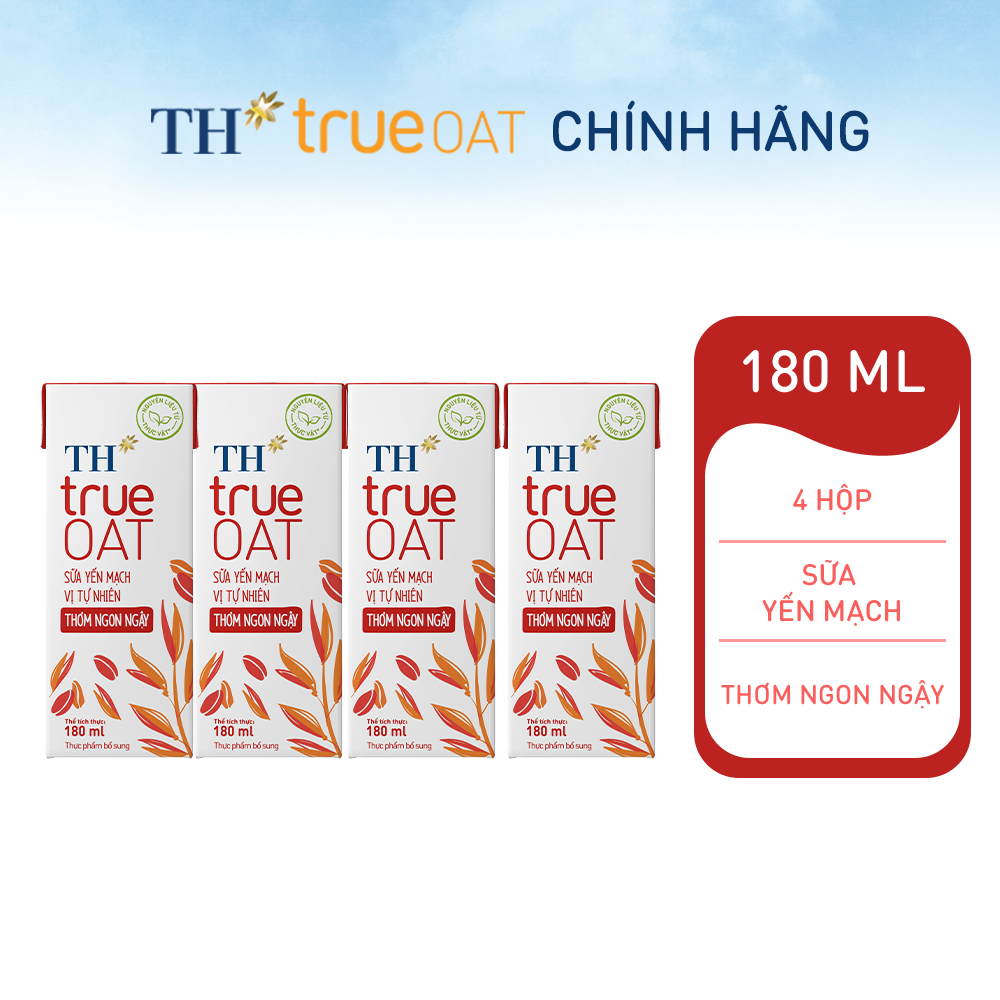 [Hàng tặng không bán] Lốc Sữa Yến mạch vị Tự nhiên Thơm Ngon Ngậy TH True Oat 180ml x 4 hộp