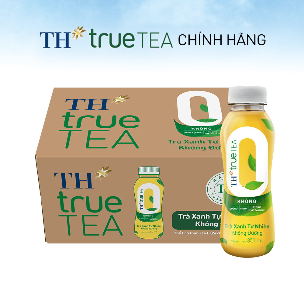 Thùng 24 chai Trà xanh tự nhiên Không Đường TH true TEA 350 ml