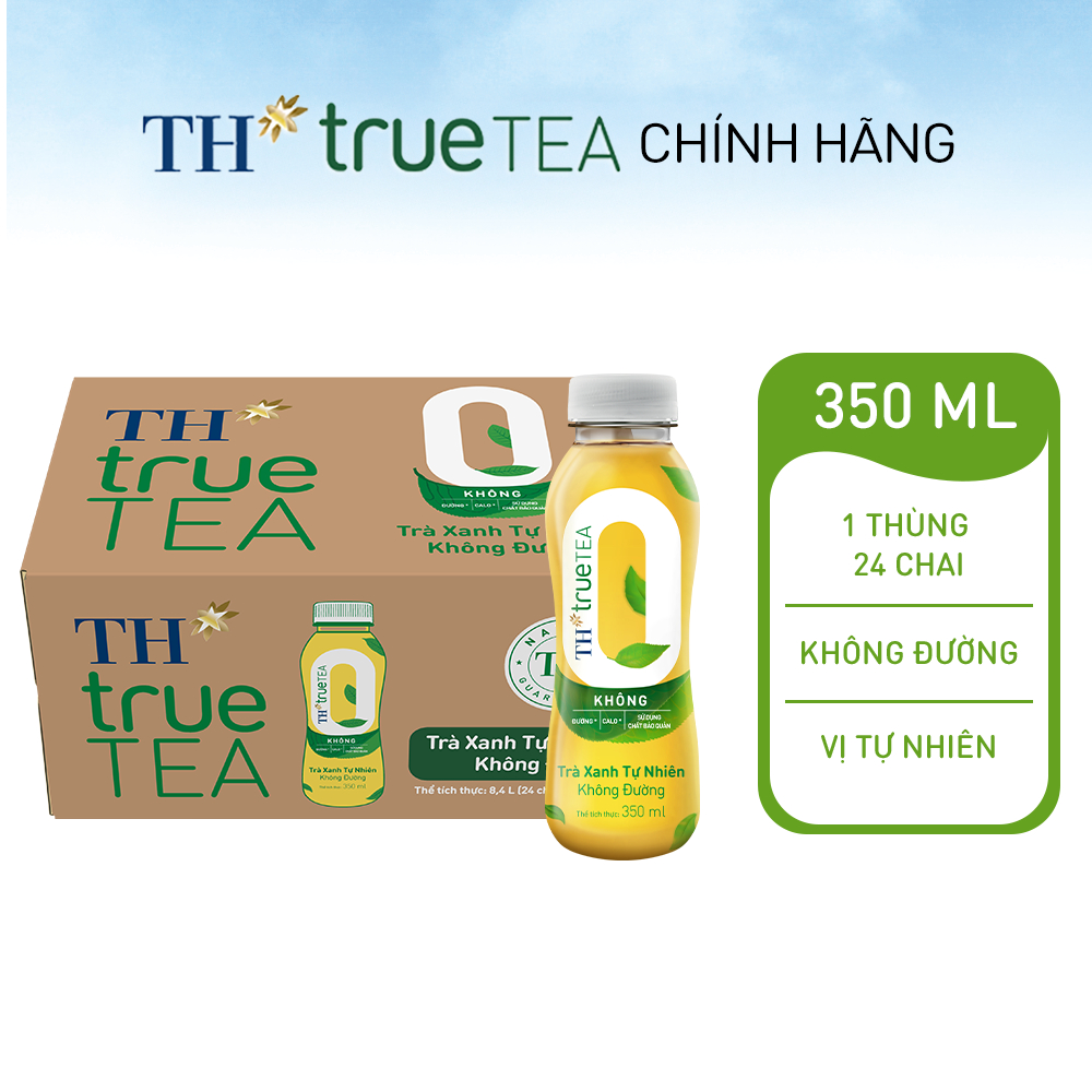 Thùng 24 chai Trà xanh tự nhiên Không Đường TH true TEA 350 ml