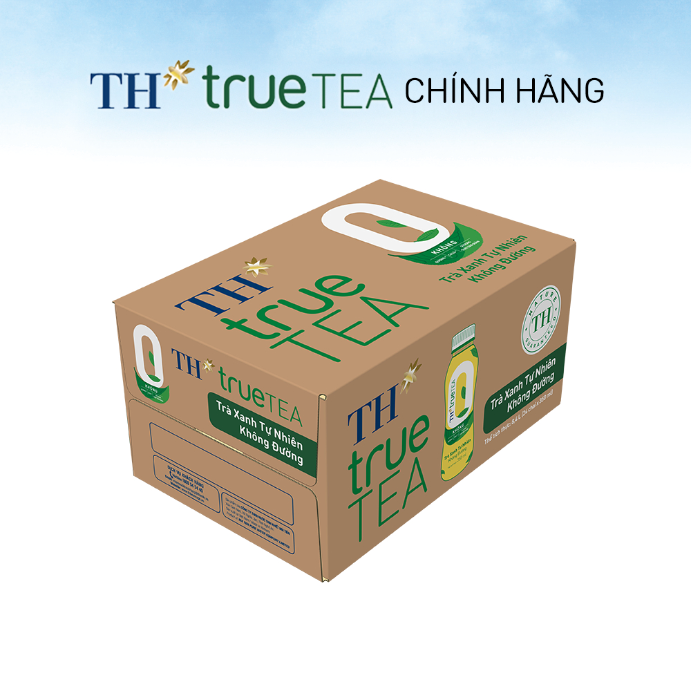 Thùng 24 chai Trà xanh tự nhiên Không Đường TH true TEA 350 ml