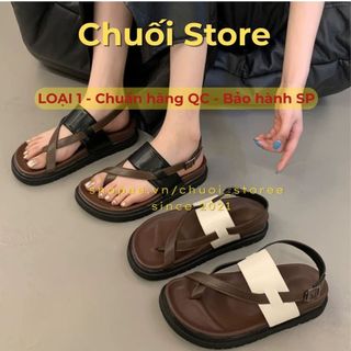 Dép quai hậu nữ da PU tổng hợp dệt vải đế cao su cá tính đơn giản êm ái thoải mái