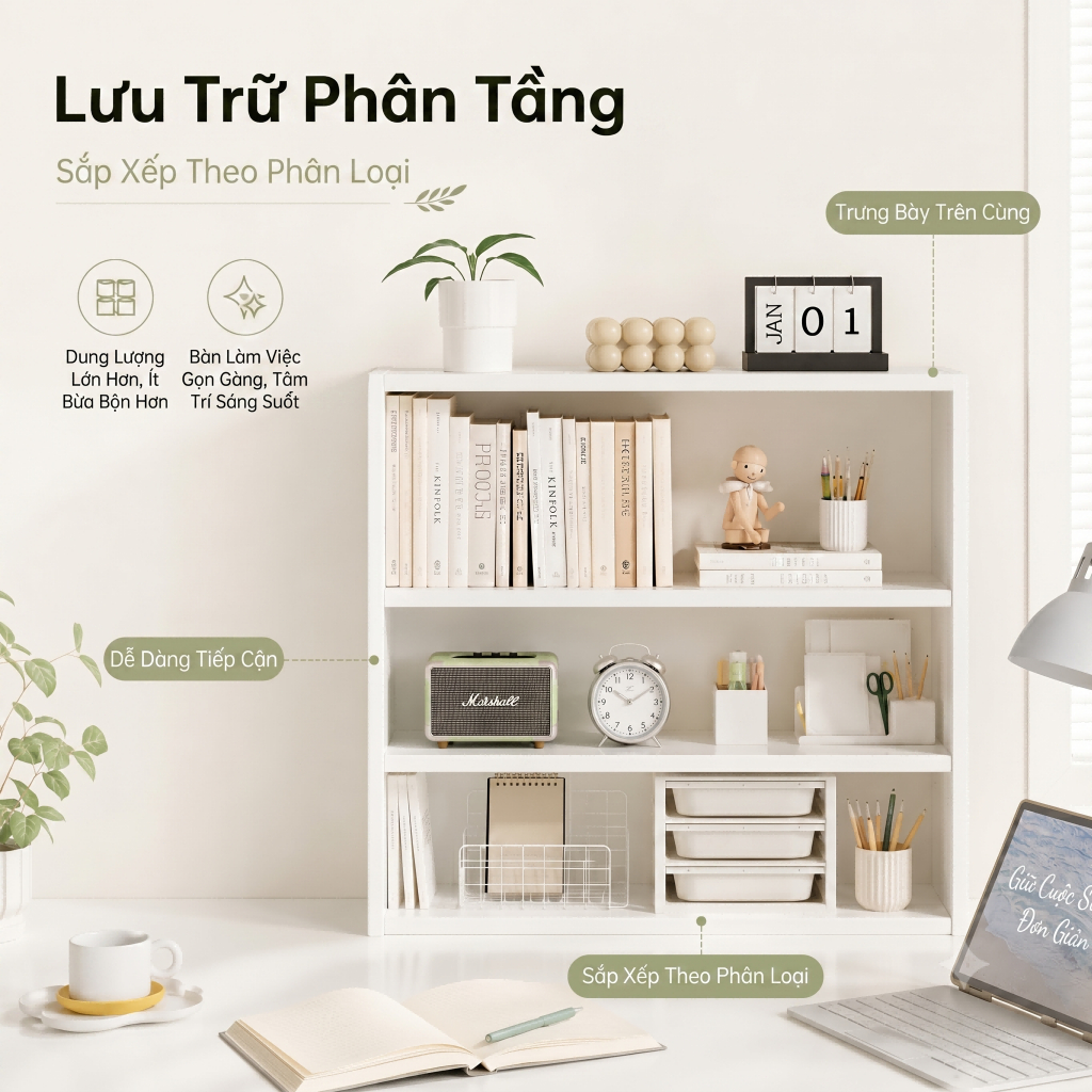 ALOVE Kệ để đồ để bàn có thể điều chỉnh nhiều tầng thiết kế tối giản ván dày chắc chắn | BigBuy360 - bigbuy360.vn