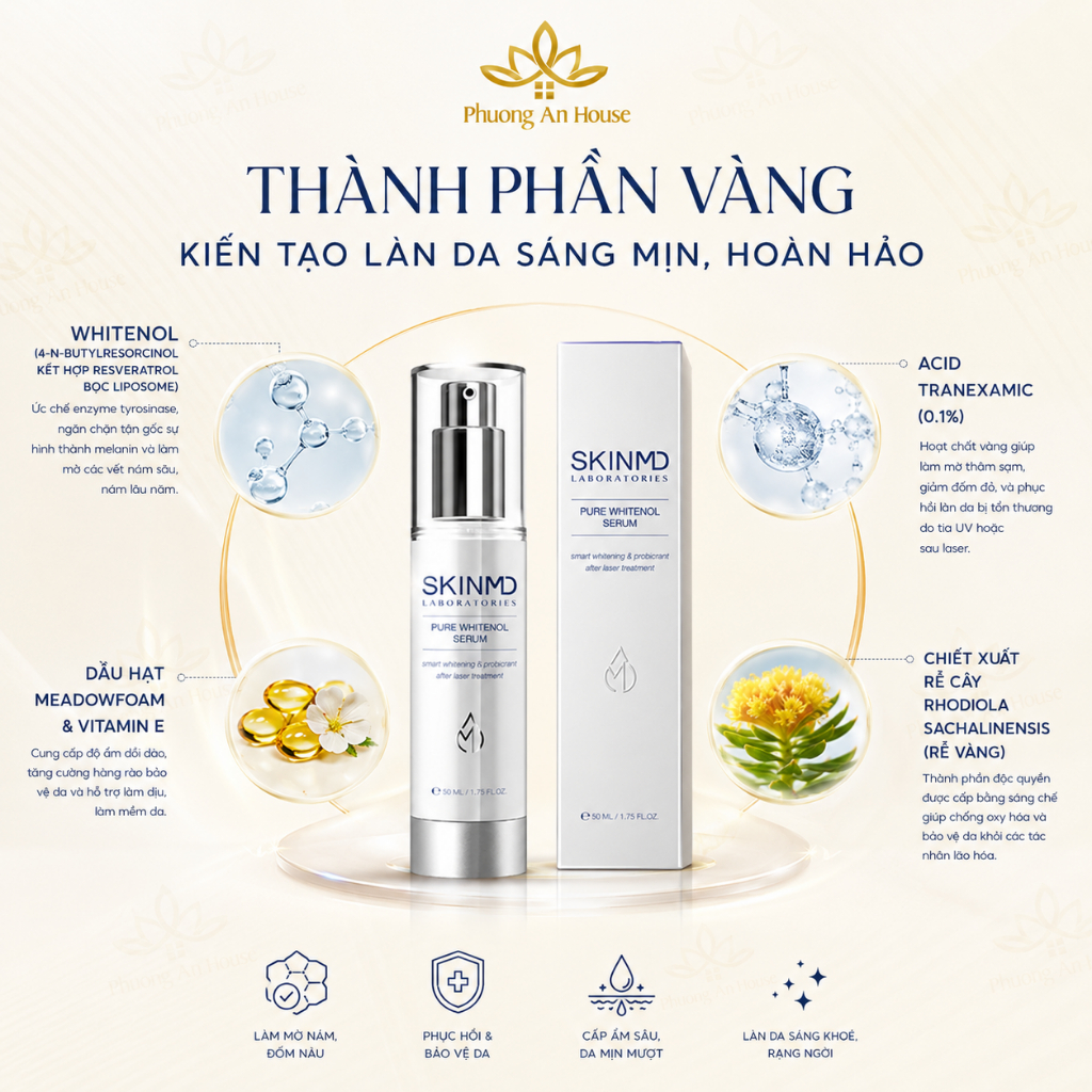 SkinMD Pure Whitenol Serum Giảm Thâm Nám Sạm Tàn Nhang 50ml