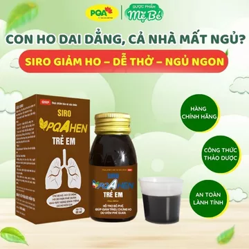 Siro Hen Trẻ Em PQA Cho Bé Bị Ho, Khò Khè Vị Thảo Dược Ngọt Giảm Ho Khan, Đau Rát, Khàn Tiếng Tan Đờm 60ml