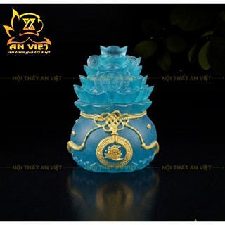 Bộ 3 Hũ Đựng Muối Gạo Nước Lưu Ly Mờ - Bộ Đại Bi - Cao 7,5cm - Màu Xanh Dương