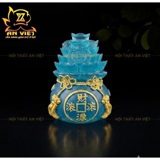 Bộ 3 Hũ Đựng Muối Gạo Nước Lưu Ly Mờ - Bộ Đại Bi - Cao 7,5cm - Màu Xanh Dương