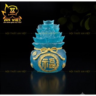 Bộ 3 Hũ Đựng Muối Gạo Nước Lưu Ly Mờ - Bộ Đại Bi - Cao 7,5cm - Màu Xanh Dương
