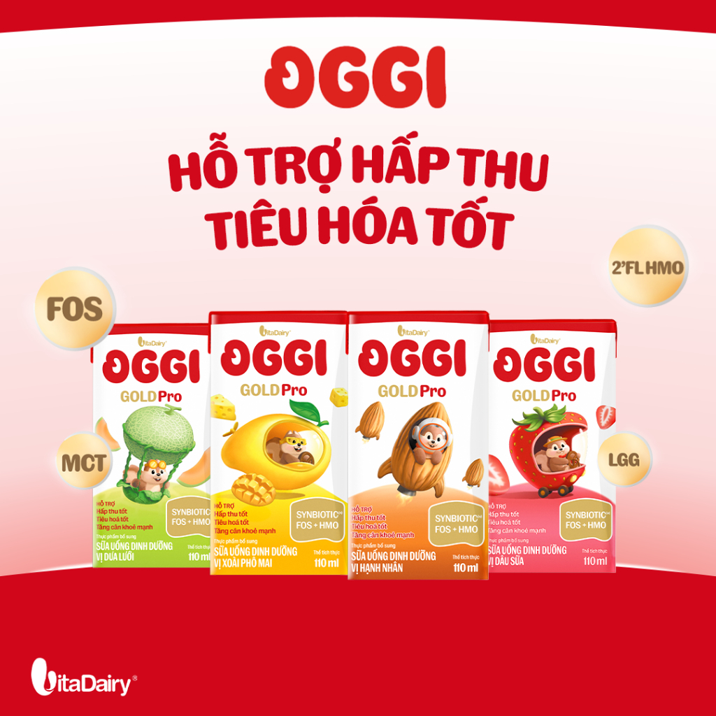 [THÙNG 24/48 HỘP] Sữa uống dinh dưỡng Oggi Gold Pro, nhiều vị - hỗ trợ tối ưu hấp thu, hỗ trợ tăng cân - Hộp 110ml/180ml