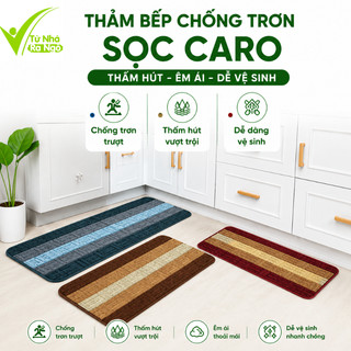 Thảm Lau Chân Kẻ Sọc Nhà Bếp SiêuThấm Nước GD177 - Thảm Lau Nhà Bếp, Phòng Tắm Đế Chống Trượt