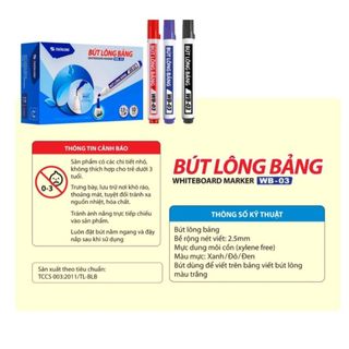 LEAFBOOK Bút Lông Bảng Thiên Long WB-03 – Mực Xanh/Đỏ/Đen, Viết Êm, Dễ Xóa, Có Thể Bơm Mực Tái Sử Dụng