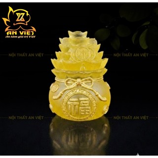 Bộ 3 Hũ Đựng Muối Gạo Nước Lưu Ly Mờ - Bộ Đại Bi - Cao 7,5cm - Màu Vàng