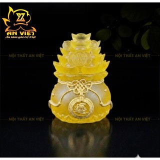 Bộ 3 Hũ Đựng Muối Gạo Nước Lưu Ly Mờ - Bộ Đại Bi - Cao 7,5cm - Màu Vàng