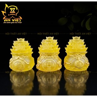 Bộ 3 Hũ Đựng Muối Gạo Nước Lưu Ly Mờ - Bộ Đại Bi - Cao 7,5cm