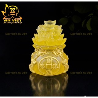 Bộ 3 Hũ Đựng Muối Gạo Nước Lưu Ly Mờ - Bộ Đại Bi - Cao 7,5cm - Màu Vàng