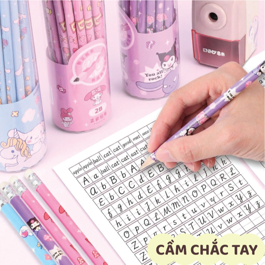 Hộp 30 Bút Chì 2B Hoạt Hình Cute – Bút Chì Gỗ Đậm Rõ Nét Cho Học Sinh, Luyện Viết & Vẽ