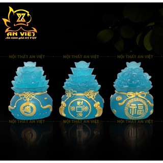 Bộ 3 Hũ Đựng Muối Gạo Nước Lưu Ly Mờ - Bộ Đại Bi - Cao 7,5cm