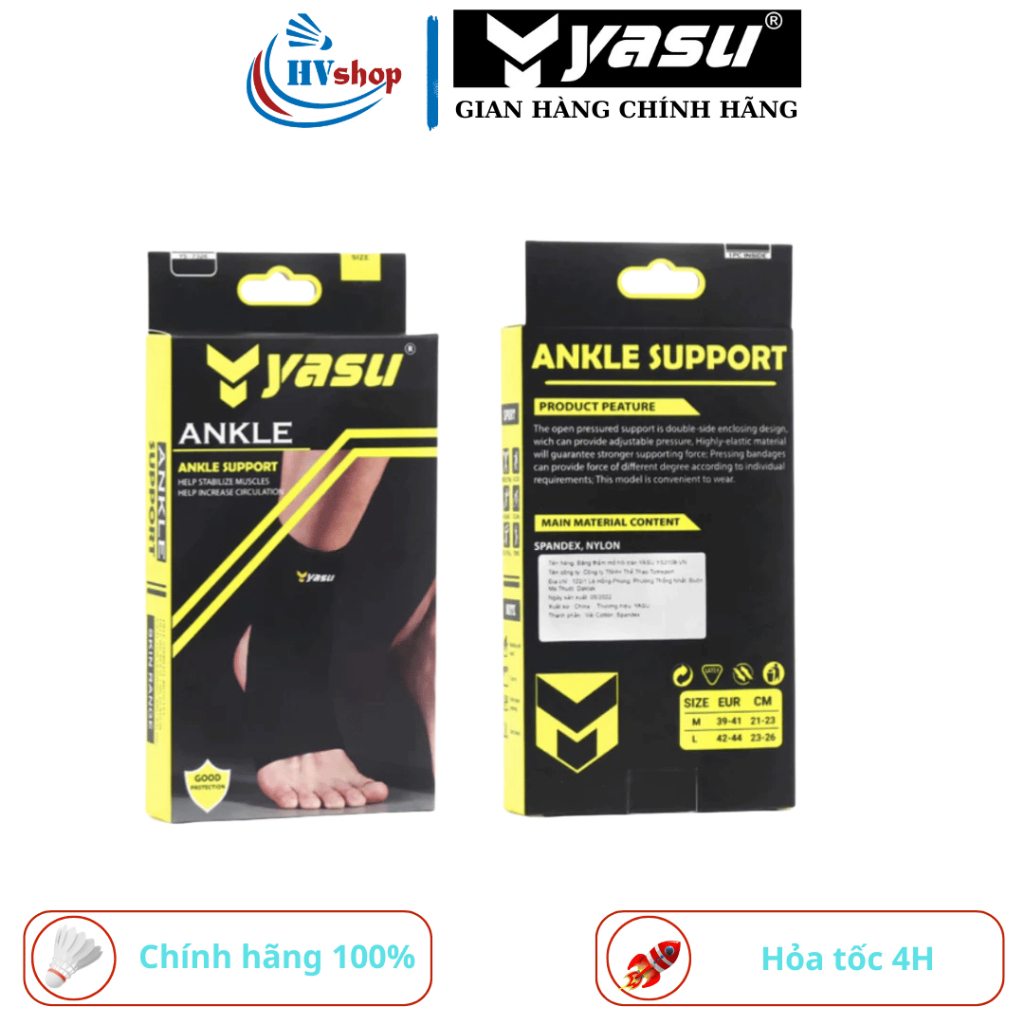 Băng bảo vệ cổ chân Yasu 7326 chính hãng, chống lật cổ chân, chống bong gân hiệu quả - HVShop