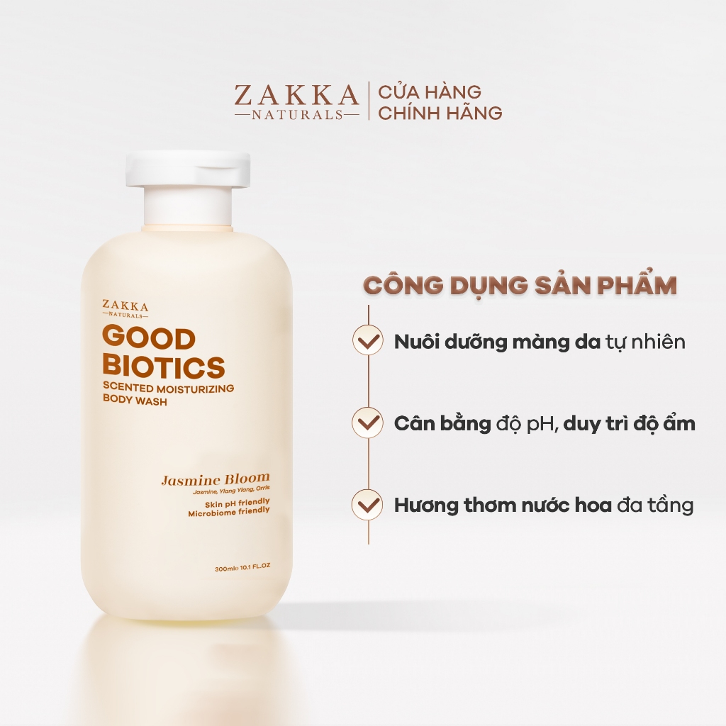 [Jasmine Bloom] Sữa Tắm Lợi Khuẩn Hương Nước Hoa Good Biotics Scented Moisturizing Body Wash Zakka Naturals 300ml