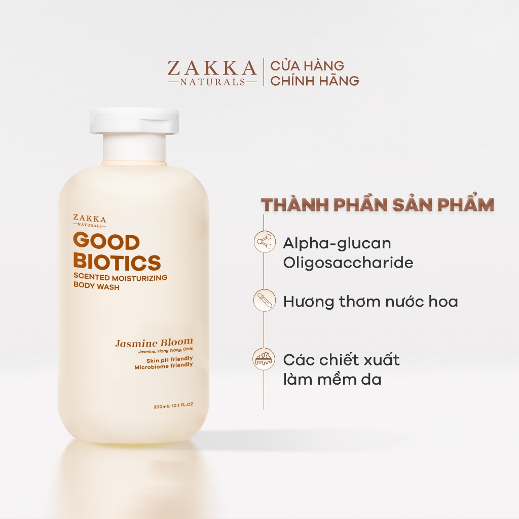 [Jasmine Bloom] Sữa Tắm Lợi Khuẩn Hương Nước Hoa Good Biotics Scented Moisturizing Body Wash Zakka Naturals 300ml