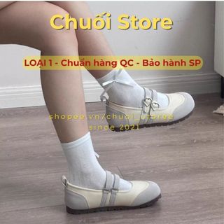 Giày bệt nữ da PU tổng hợp dệt vải đế cao su êm chân thoải mái dễ thương nhẹ nhàng