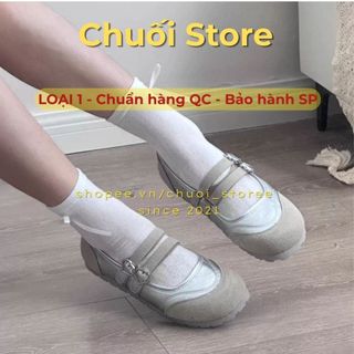 Giày bệt nữ da PU tổng hợp dệt vải đế cao su êm chân thoải mái dễ thương nhẹ nhàng