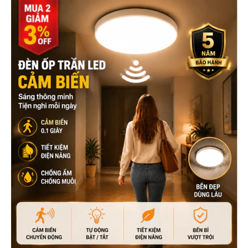 Đèn trần cảm biến radar 20w 30w Đèn trần cảm biến cơ thể người Đèn cảm biến phù hợp cho cầu thang ban công hành lang