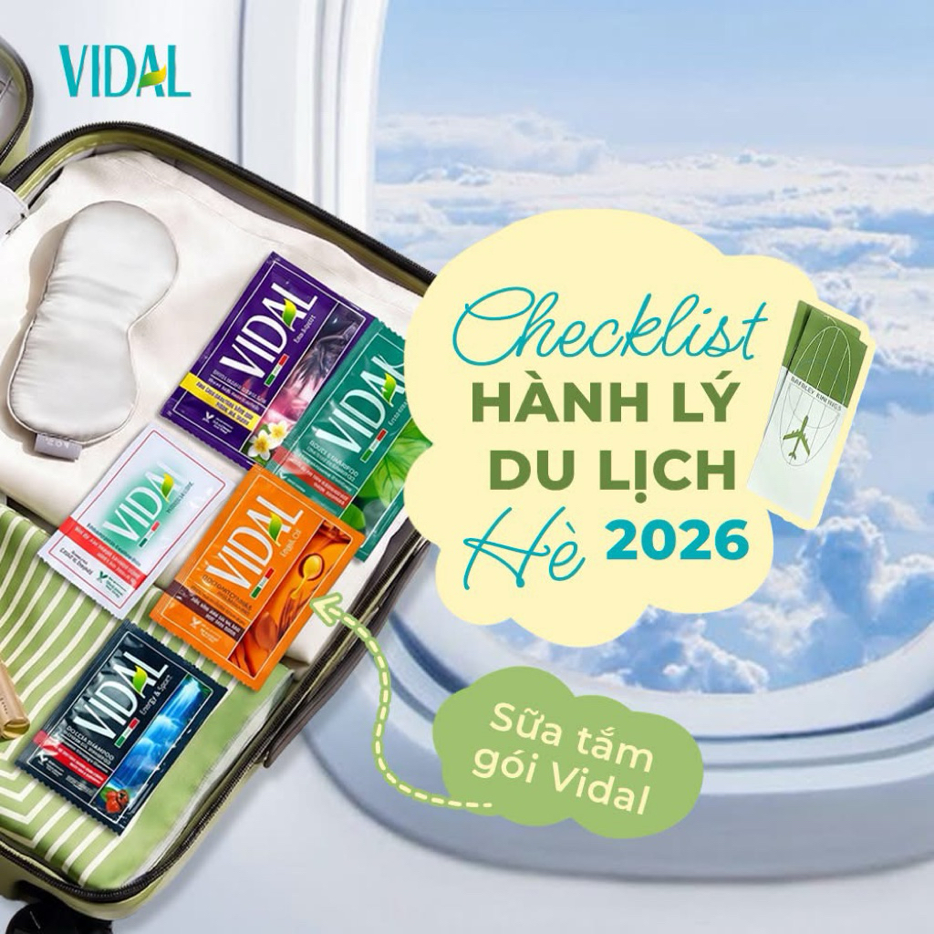 Sữa tắm 2in1 gội tắm Vidal 9ml dạng gói du lịch tiện lợi [hoả tốc]