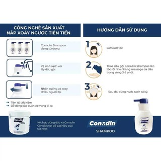 Dầu gội đầu Conadin Shampoo - Sạch Gàu, Giảm Nấm Tóc, Ngứa Da Đầu, Rụng Tóc 285ML