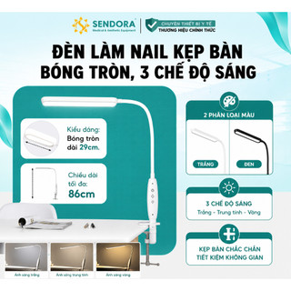 Đèn led kẹp bàn bóng tròn điều chỉnh độ cao, xoay 360 độ, Đèn kẹp bàn học, Đèn làm nail, phun xăm