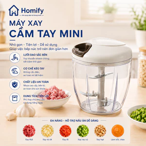 Dụng Cụ Xay Tỏi Ớt Homify 5 Lưỡi Inox Cao Cấp – Máy Xay Cầm Tay Mini Đa Năng Tiện Lợi